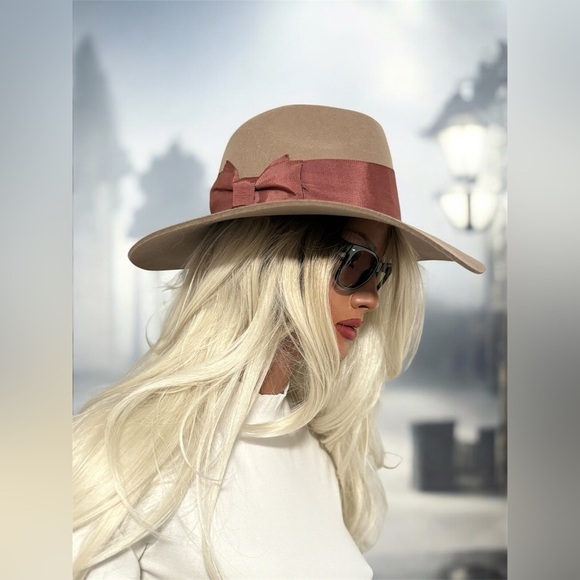 Phenix Women’s Fedora with Satin Trim Adjustable Mauve Taupe